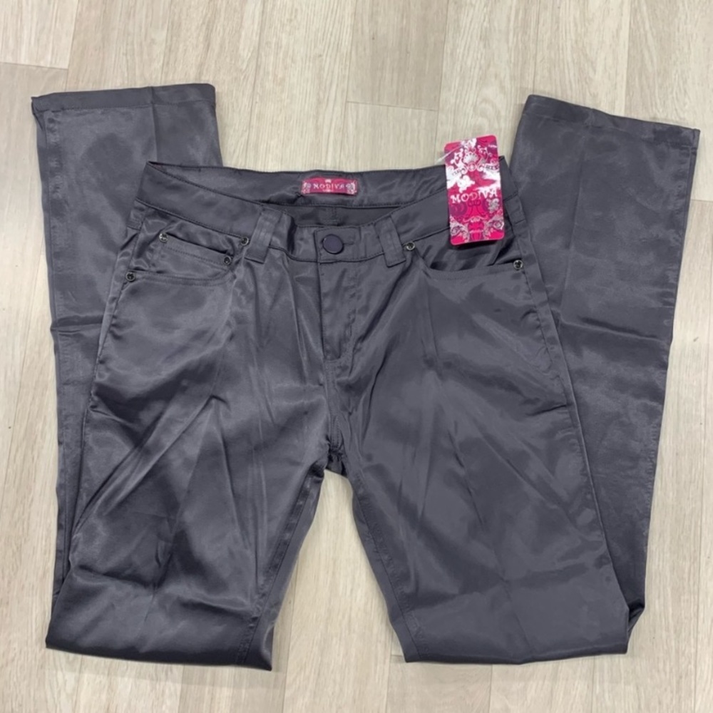 Modiva Grey Satin Silky Pants - Picture 2 of 7
